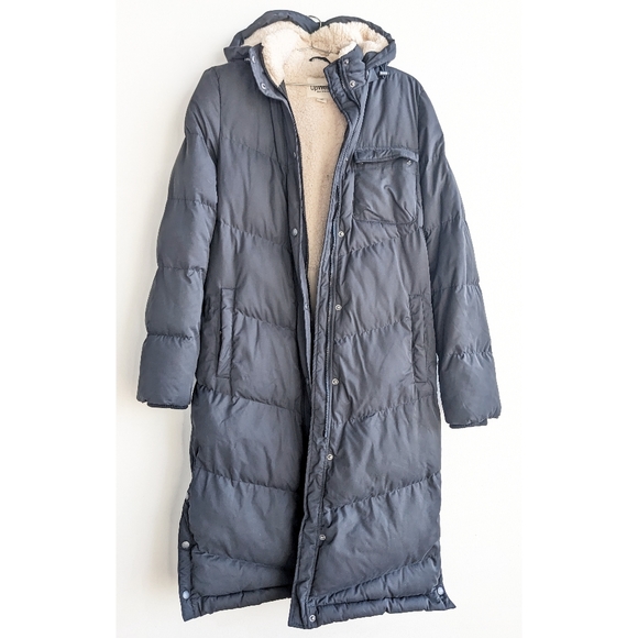 UpWest Charcoal Grey Longline Puffer Sherpa Coat - Picture 1 of 2